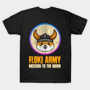 Floki Inu Coin Mission To The Moon Floki Army Vintage Crypto Token Cryptocurrency Wallet Birthday Gift For Men Women T-Shirt